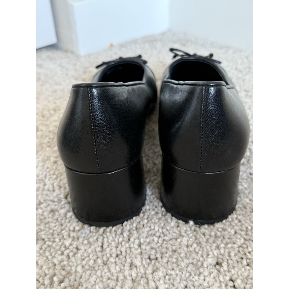tory burch 44.5MM Cap Toe Ballet Pumps Black Leather Size 9.5 - Picture 4 of 6